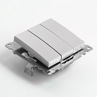 Выключатель 3-клавишный (механизм), STEKKER GLS10-7108-03, 250V, 10А, серия Катрин, серебро 49173 Выключатель 3-клавишный (механизм), STEKKER GLS10-7108-03, 250V, 10А, серия Катрин, серебро 49173