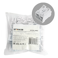 Клемма монтажная STEKKER, LD294-4002, для подключения фазных проводников, 2 контактные группы (3 ввода, 3 вывода на полюс) 32733 Клемма монтажная STEKKER, LD294-4002, для подключения фазных проводников, 2 контактные группы (3 ввода, 3 вывода на полюс) 32733