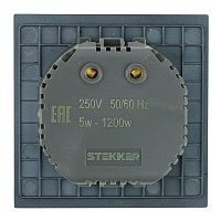 Выключатель диммирующий (механизм), STEKKER, 250В, 1200W, серия Мия, RSW10-3106-05, черный бархат 50568