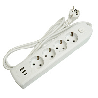 Удлинитель 4-местный c/з 3x1 мм2, 1,8 м, 250В, 10А, 2USB+1Type-C 2,4А, серия Home plus, белый STEKKER HM08-43-02 49971 Удлинитель 4-местный c/з 3x1 мм2, 1,8 м, 250В, 10А, 2USB+1Type-C 2,4А, серия Home plus, белый STEKKER HM08-43-02 49971