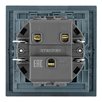 Выключатель 2-клавишный (механизм), STEKKER, 250В, 10А, серия Мия, RSW10-3104-05, черный бархат  50443