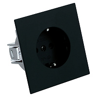Розетка 1-местная с защитной шторкой с/з (механизм), STEKKER, 250В, 16А, серия Мия, RST16-3110-05, черный бархат 50454