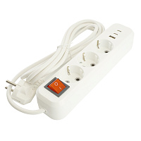 Удлинитель 3-местный с/з с выключ. STEKKER HM071-31-03 3x1мм2, 3м, 250В, 16А, 1USB+2C, 2.4A, сер Home, белый 50137 Удлинитель 3-местный с/з с выключ. STEKKER HM071-31-03 3x1мм2, 3м, 250В, 16А, 1USB+2C, 2.4A, сер Home, белый 50137