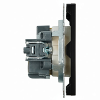 Розетка 1-местная с защитной шторкой с/з (механизм), STEKKER, 250В, 16А, серия Эмили, RST16-5110-05, черный уголь, soft touch 49854