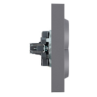 Розетка 2-местная с з/ш, с/з, СЗК, STEKKER, 250В, 16А, серия Эмили, RST16-5114-10ZK, платиново-серый, soft touch 50244