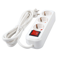 Удлинитель трехместный с/з с выключателем STEKKER HM03-31-07 3x0,75, 7м, серия Home (У10А-002), белый 39200