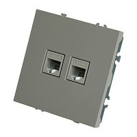 Розетка компьютерная 2-местная RJ-45 (механизм), STEKKER, серия Эмили, RST00-5111-10, платиново-серый, soft touch 49952  Розетка компьютерная 2-местная RJ-45 (механизм), STEKKER, серия Эмили, RST00-5111-10, платиново-серый, soft touch 49952