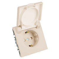 Розетка 1-местная с крышкой с защ. штор, STEKKER, с/з, 250В, 16А, серия Эмили, RST16-5112-08, кашемир, soft touch 49907