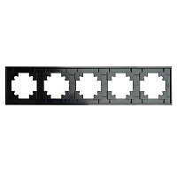 Рамка 5-местная, стекло, STEKKER, GFR00-7005-05М,серия Катрин, черный матовый 49604