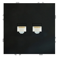 Розетка компьютерная 2-местная RJ-45 (механизм), STEKKER, серия Эмили, RST00-5111-05, черный уголь, soft touch 49848