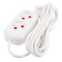 Удлинитель 2-местный б/з Stekker, HM01-20-03, 3м, 2x0,75, серия Home (У10-428), белый 39202