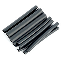 Набор термоусадочных трубок N9 STEKKER HSTGS3, длина 10 см., коэф. усадки 3:1, черный (12шт в упаковке) 32770