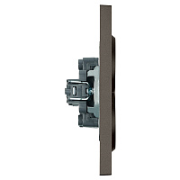 Розетка 2-местная с защитной шторкой, STEKKER,  б/з, 250В, 16А, серия Эмили, RST10-5116-09, антрацит, soft touch 49929